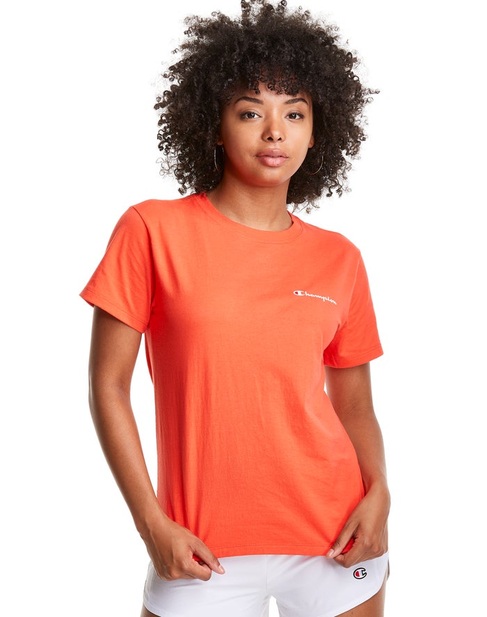 Champion T-Shirt Dames - Oranje - Classic Script Logo ( 782094-VMY )